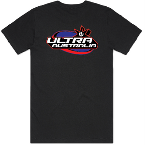 Ultra Australia Black Blue Red Logo - Black Tee