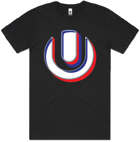 Ultra Australia Black Blue Red Logo - Black Tee