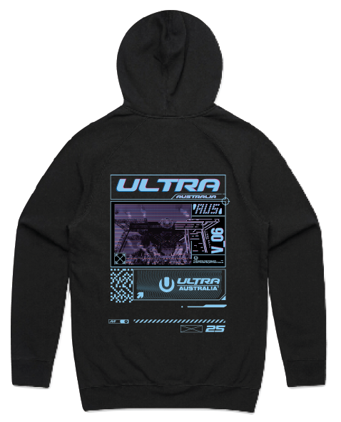 Ultra Australia - Glitch Black Hoodie